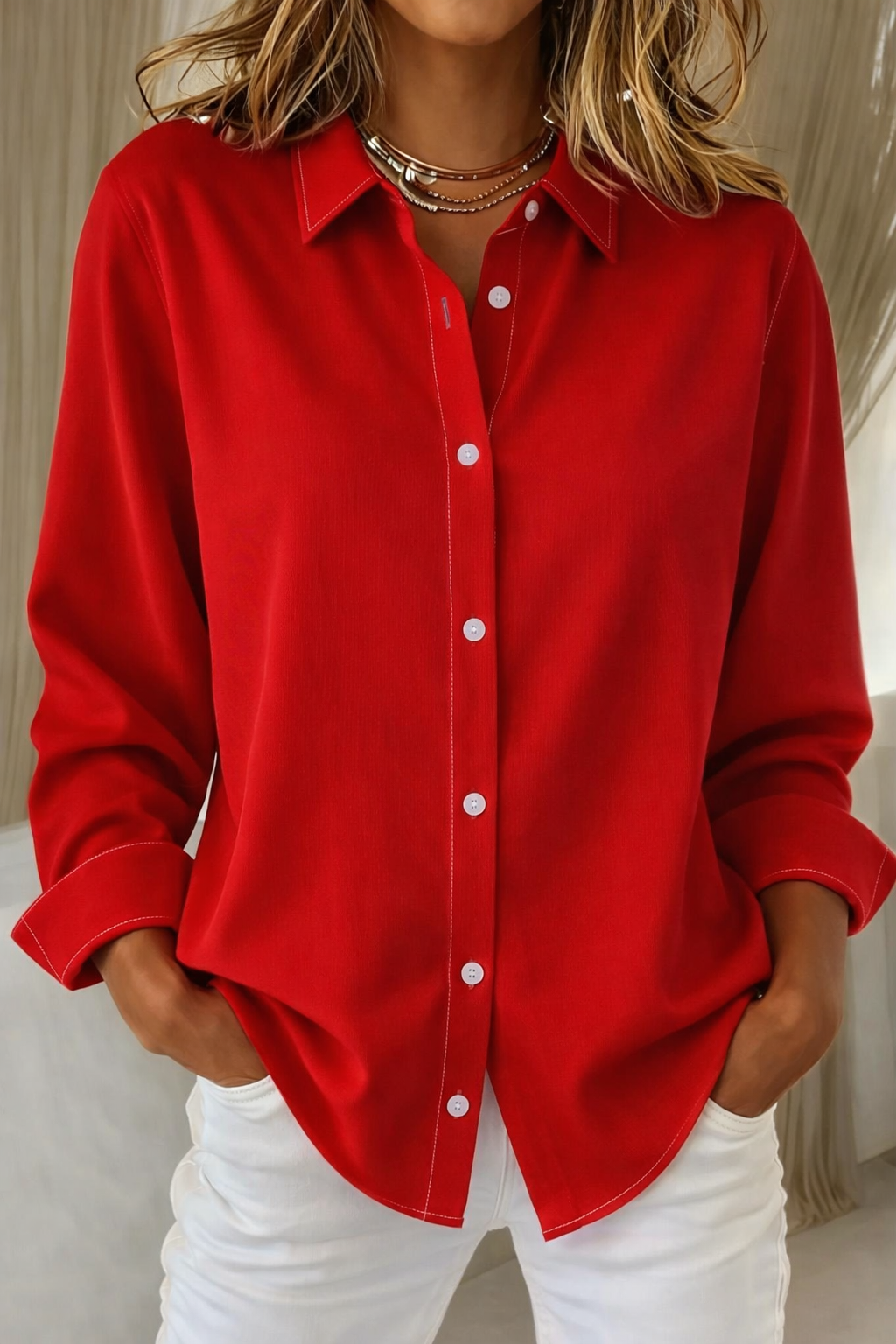 Carol | Relaxed Fit Long Sleeve Button-Up Shirt