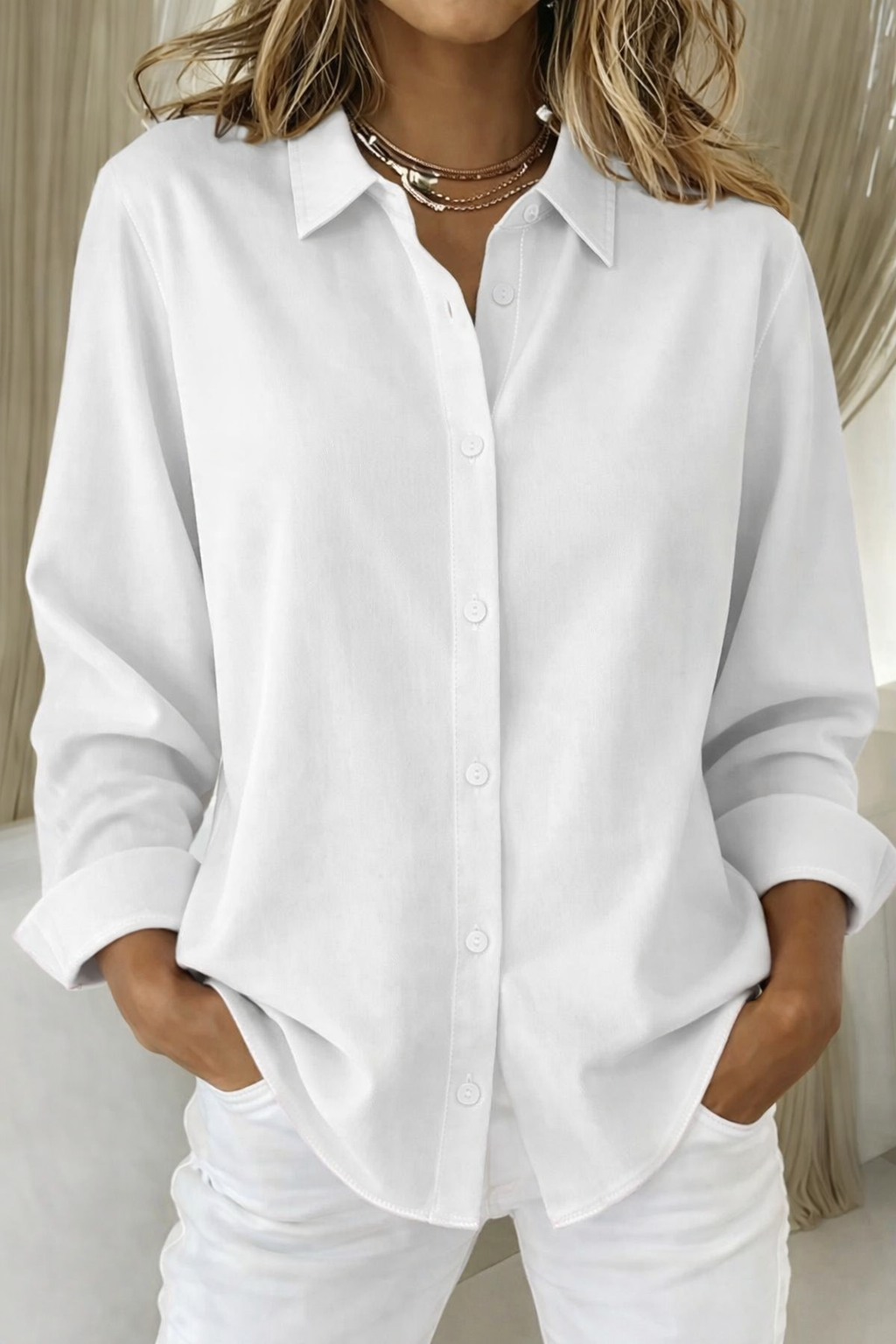 Carol | Relaxed Fit Long Sleeve Button-Up Shirt