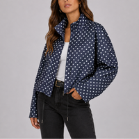 Women's Polka Dot Bomber Jacket with Zip-Up Front