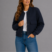 Women's Lightweight Casual Bomber Jacket with Front Pockets