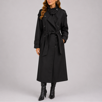 Woman's Tailored Longline Trench Coat with Waist Belt