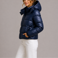Women's Lightweight Hooded Puffer Jacket with Glossy Finish