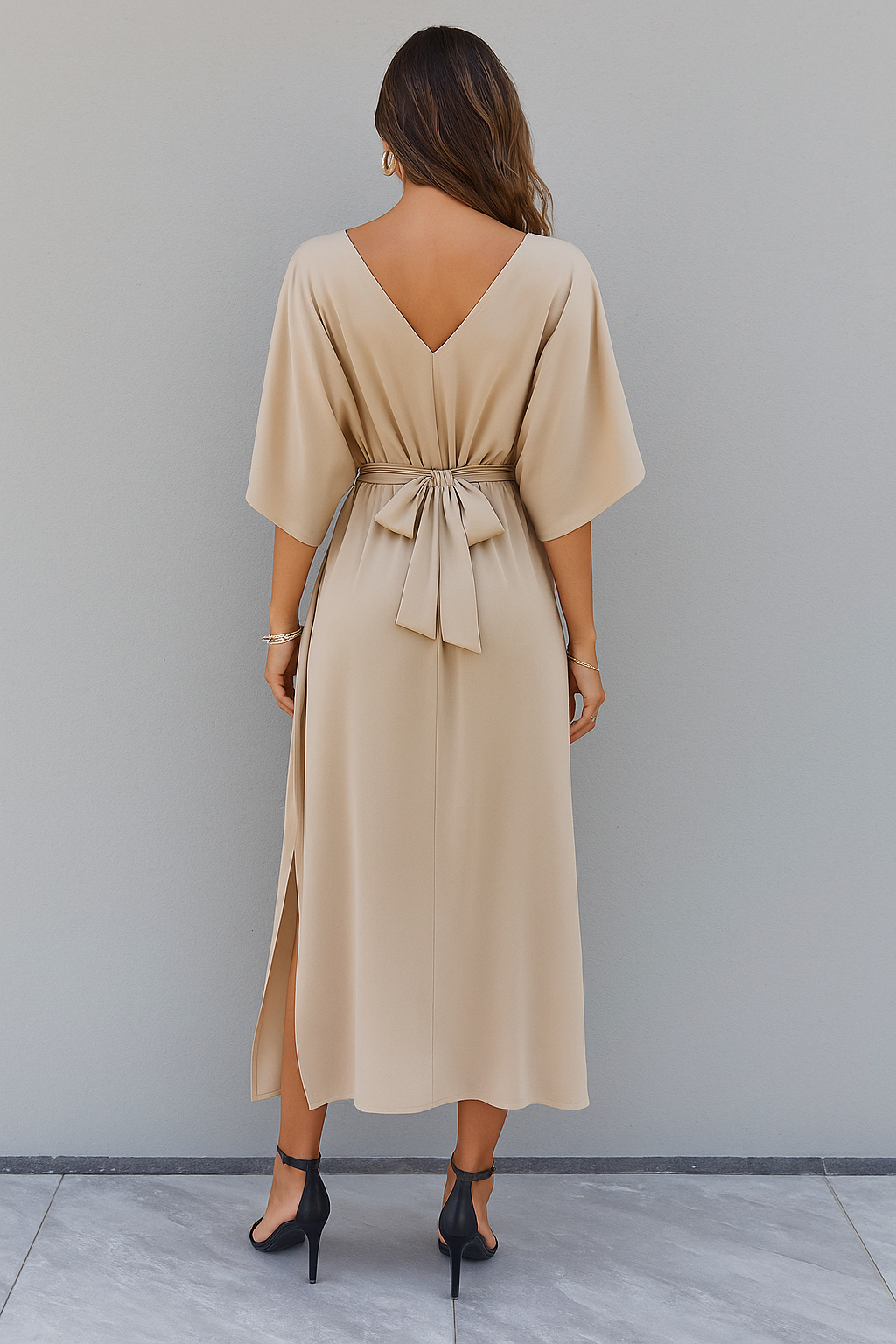 Christine | Elegant V-Neck Side Split A-Line Maxi Dress