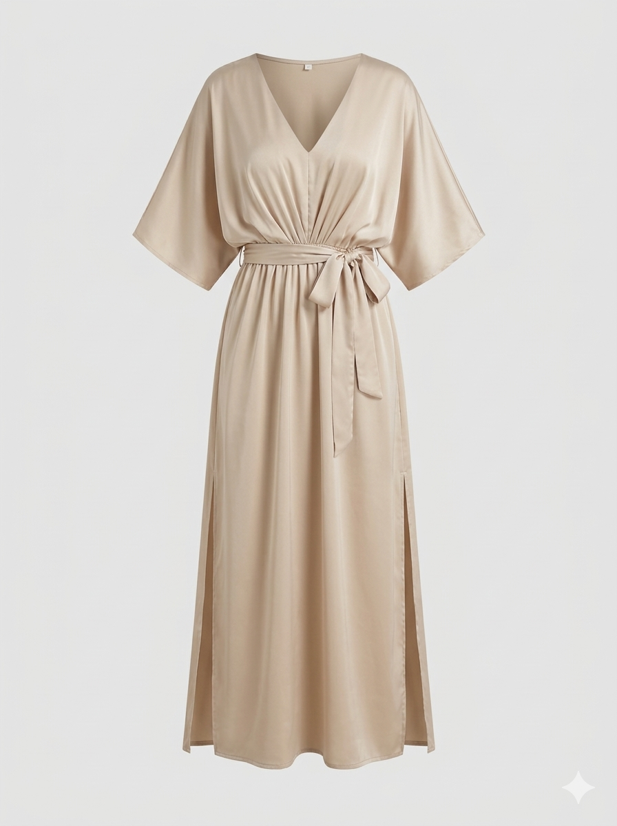 Christine | Elegant V-Neck Side Split A-Line Maxi Dress