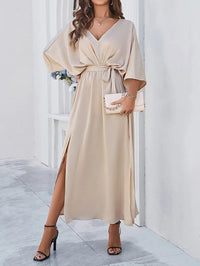Christine | Elegant V-Neck Side Split A-Line Maxi Dress