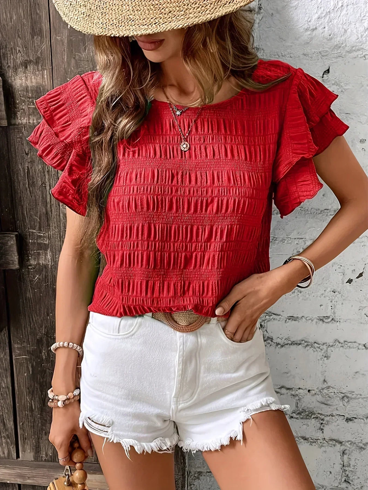 Diane | Ruffle Detail Chic Summer Blouse