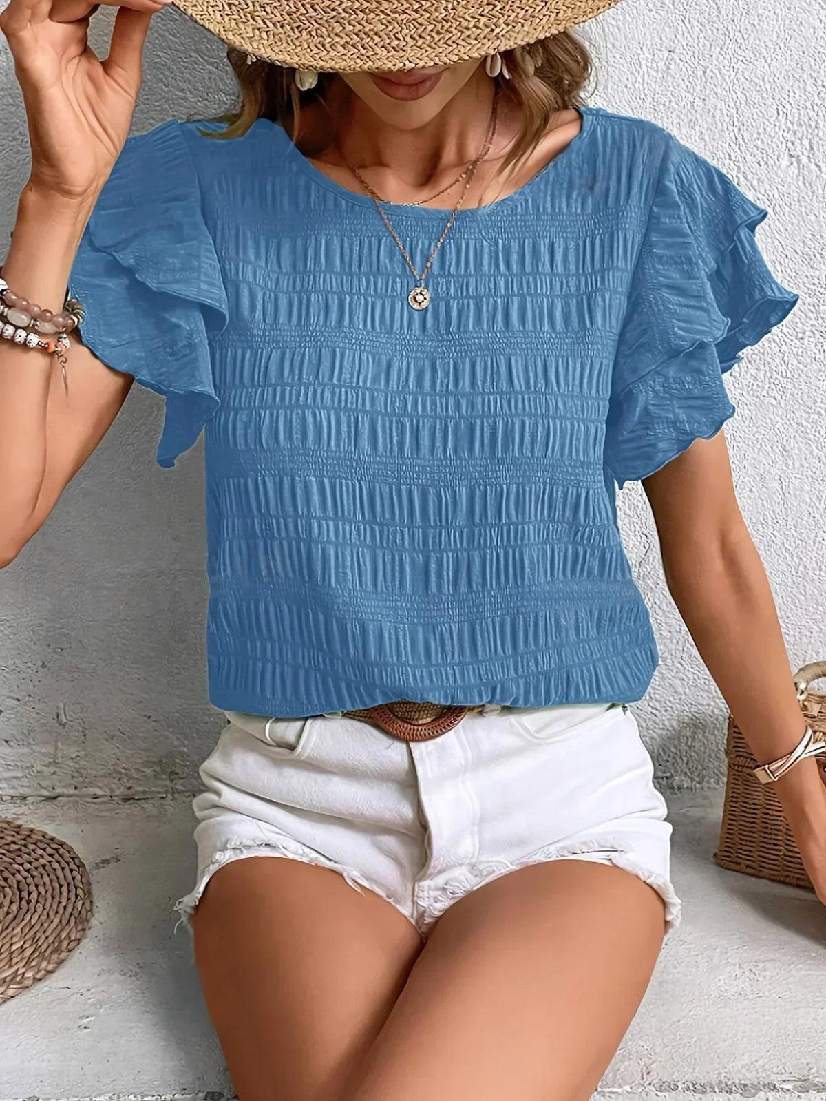 Diane | Ruffle Detail Chic Summer Blouse
