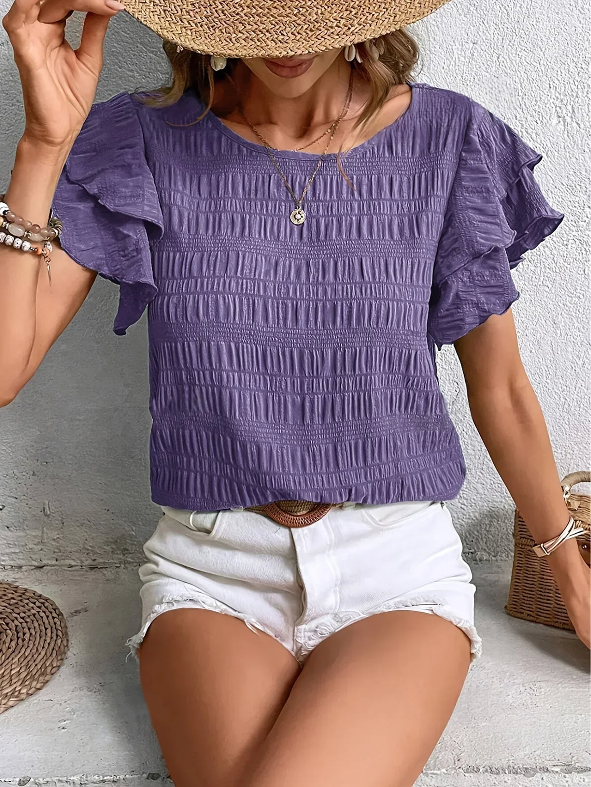 Diane | Ruffle Detail Chic Summer Blouse