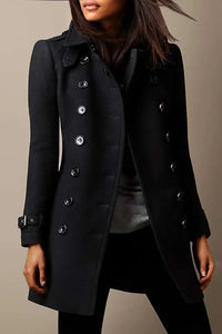 Double-Breasted Longline Trench Coat with Epaulette Detail