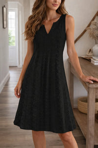 Harriet | Eyelet V-Neck Sleeveless Midi Dress