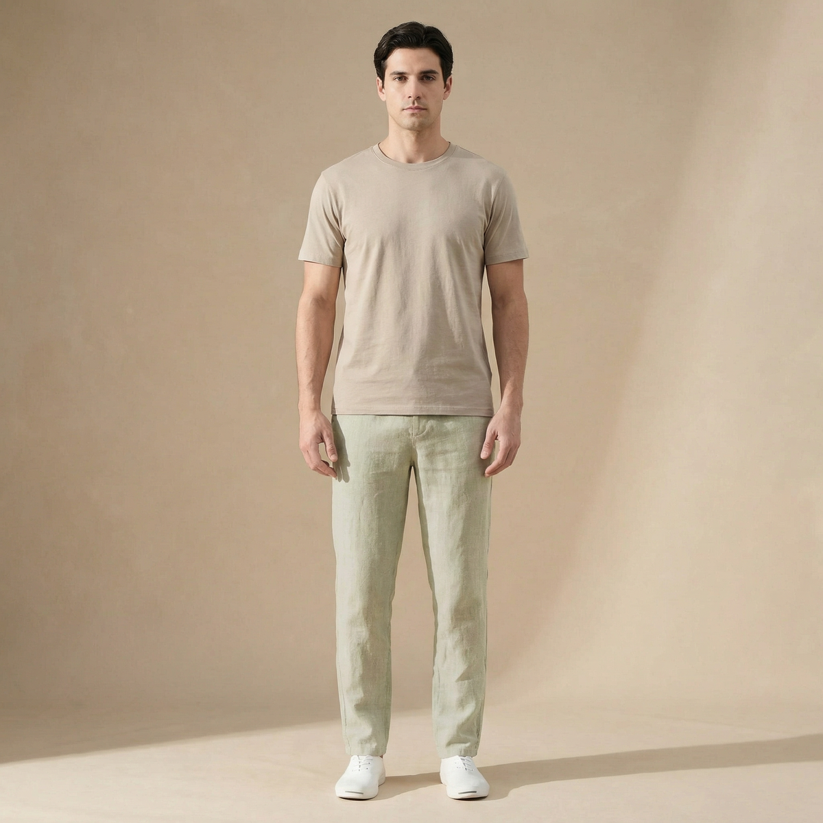 Harry | Linen Blend Trousers with Tailored Fit and Elastic Waist