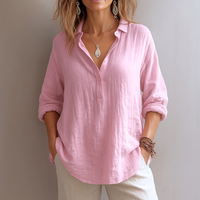 Helen | Relaxed-Fit Linen Blend V-Neck Shirt