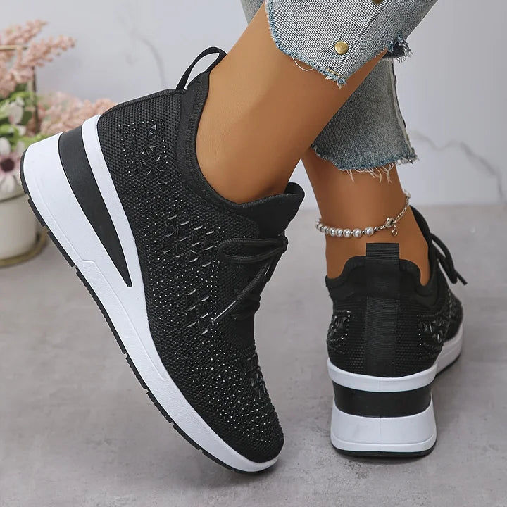 Helen | Wedge Sole Knit Lace-Up Trainers