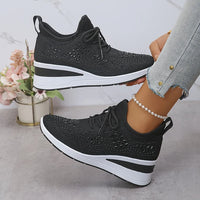 Helen | Wedge Sole Knit Lace-Up Trainers
