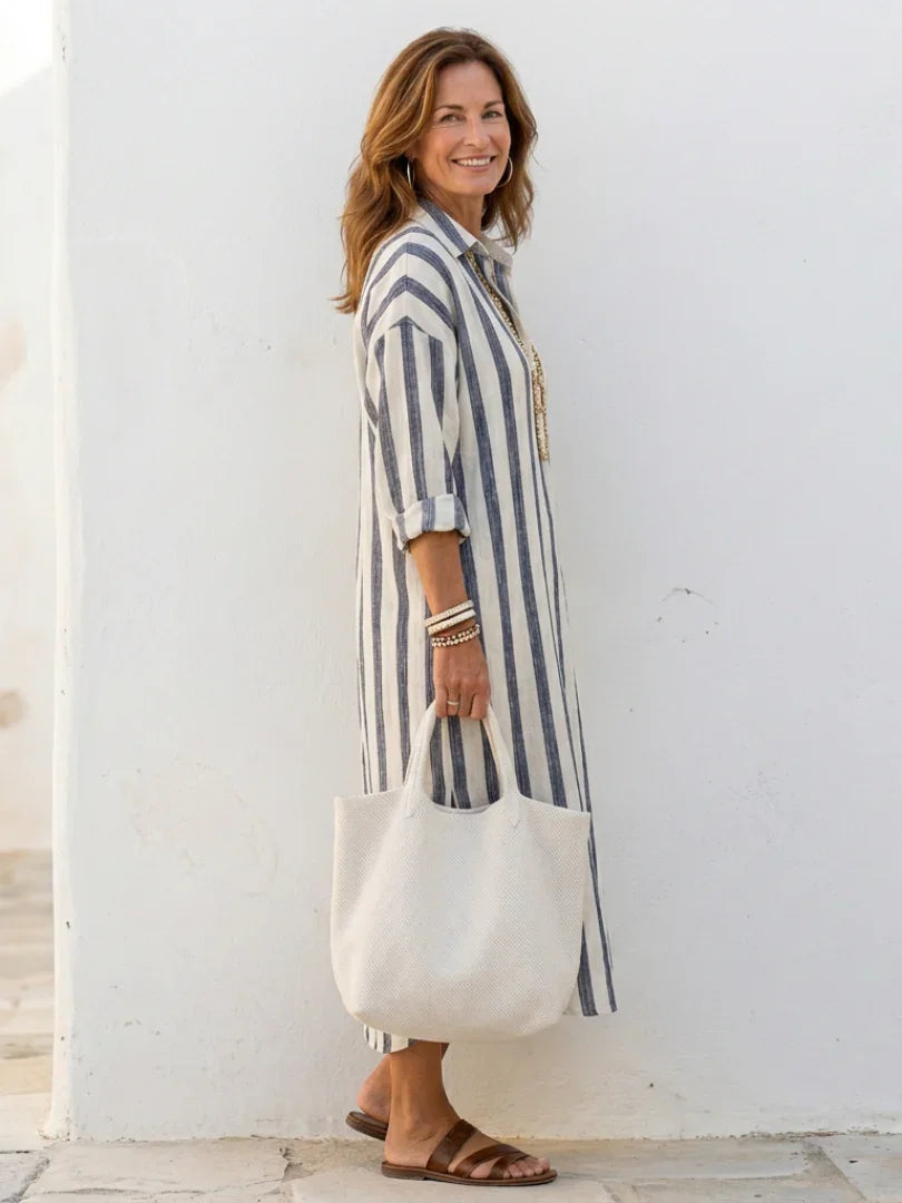 Jean | Relaxed Fit Casual Maxi Dress with Knit Collar Detail