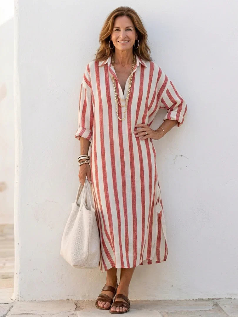 Jean | Relaxed Fit Casual Maxi Dress with Knit Collar Detail