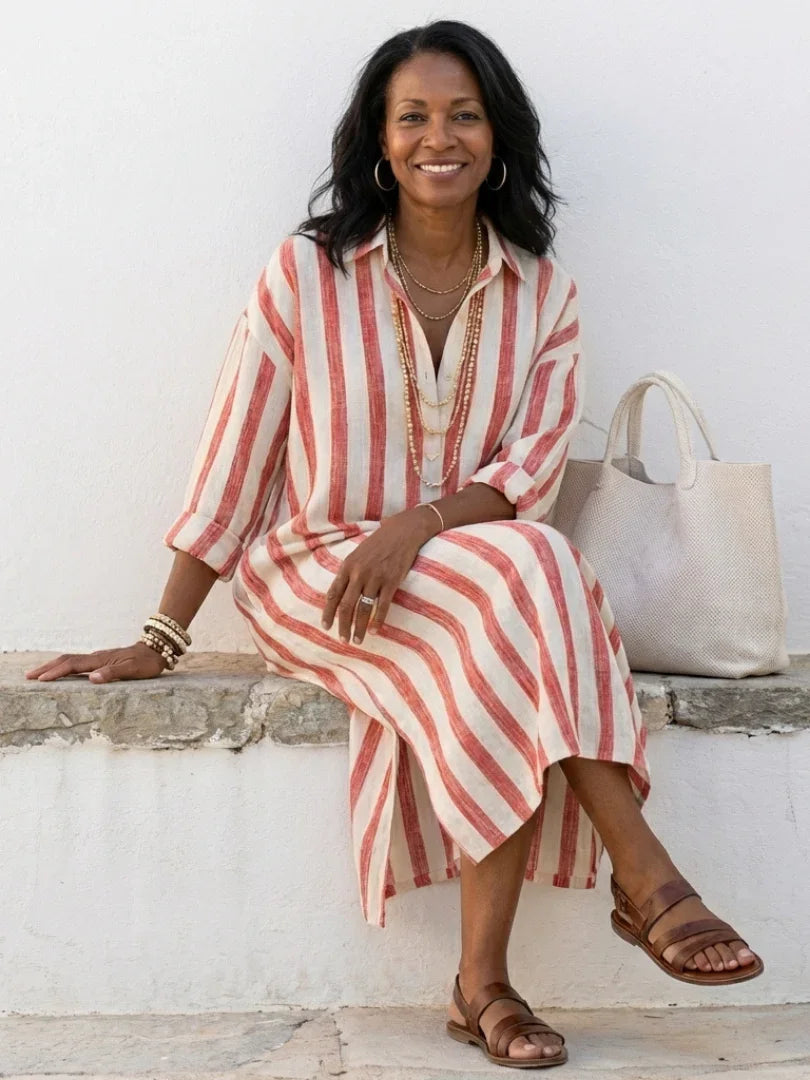 Jean | Relaxed Fit Casual Maxi Dress with Knit Collar Detail