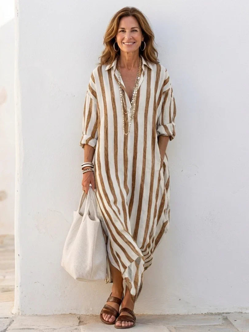 Jean | Relaxed Fit Casual Maxi Dress with Knit Collar Detail