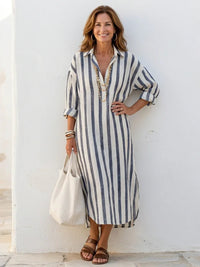Jean | Relaxed Fit Casual Maxi Dress with Knit Collar Detail