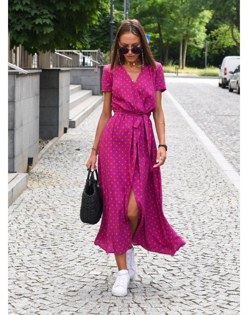 Karen | Floral Wrap Midi Dress with Tie Waist