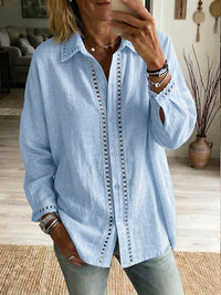 Karen | Linen Blend Collared Long-Sleeve Shirt