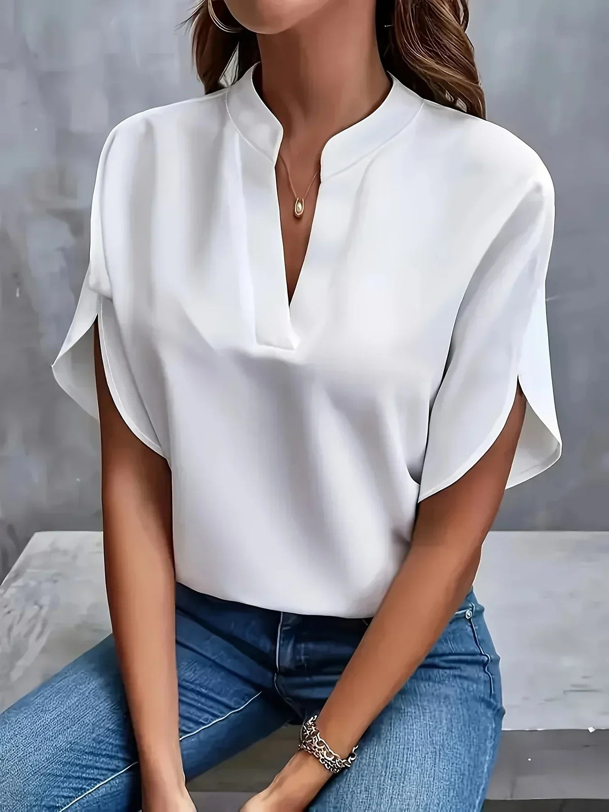 Margaret | Elegant Stand Collar Blouse with Loose Fit