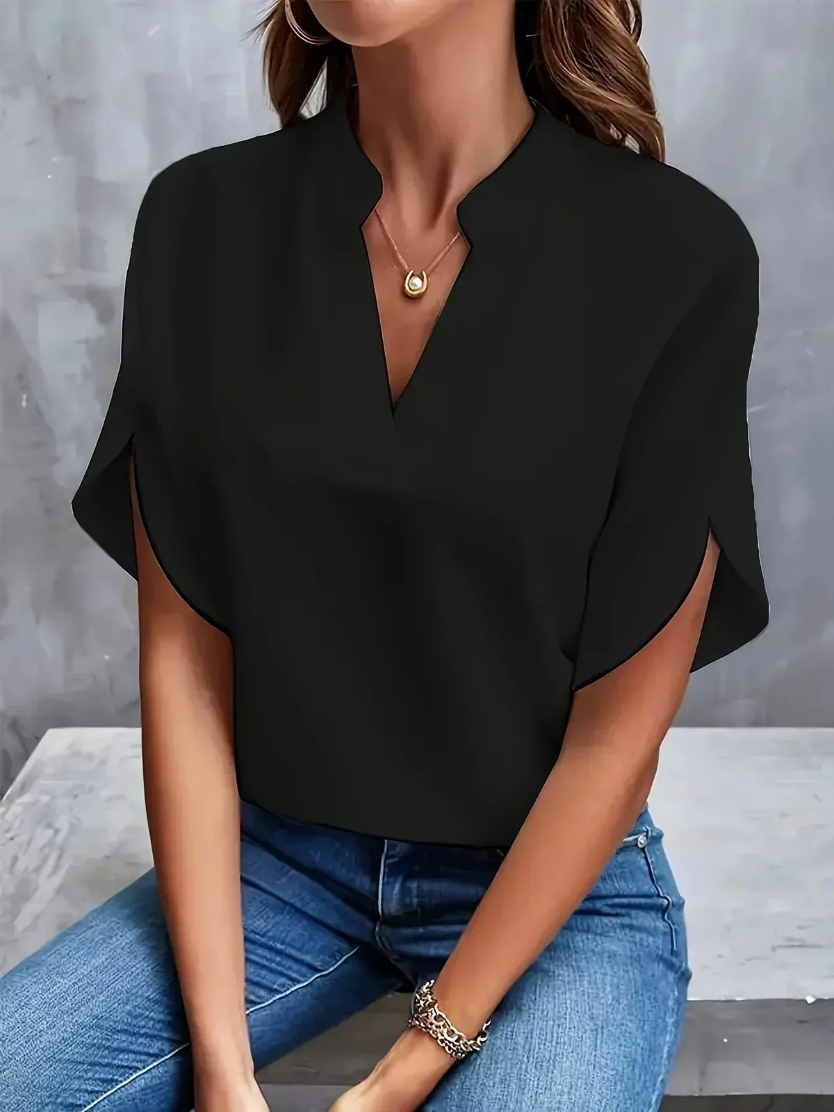 Margaret | Elegant Stand Collar Blouse with Loose Fit