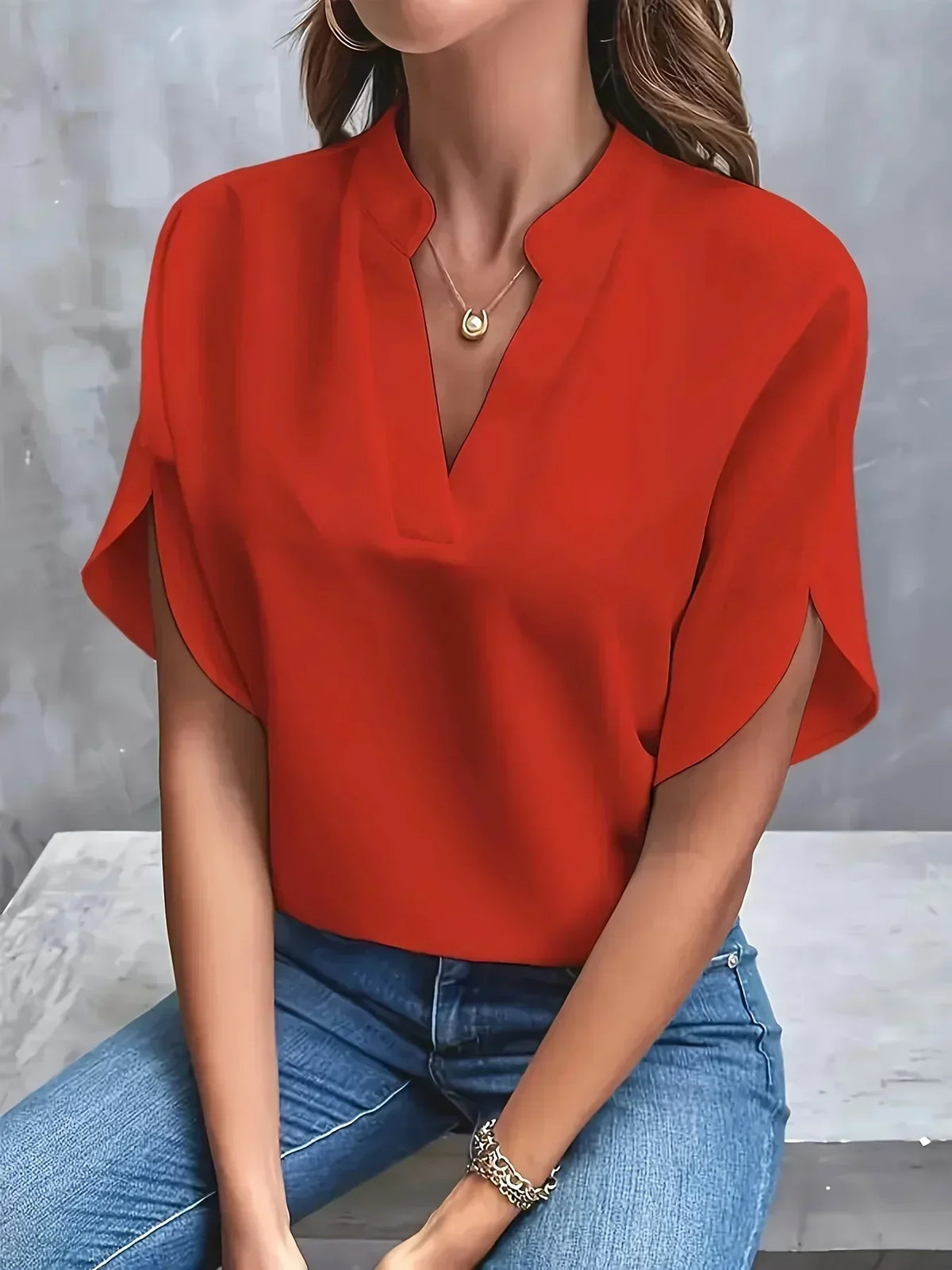 Margaret | Elegant Stand Collar Blouse with Loose Fit