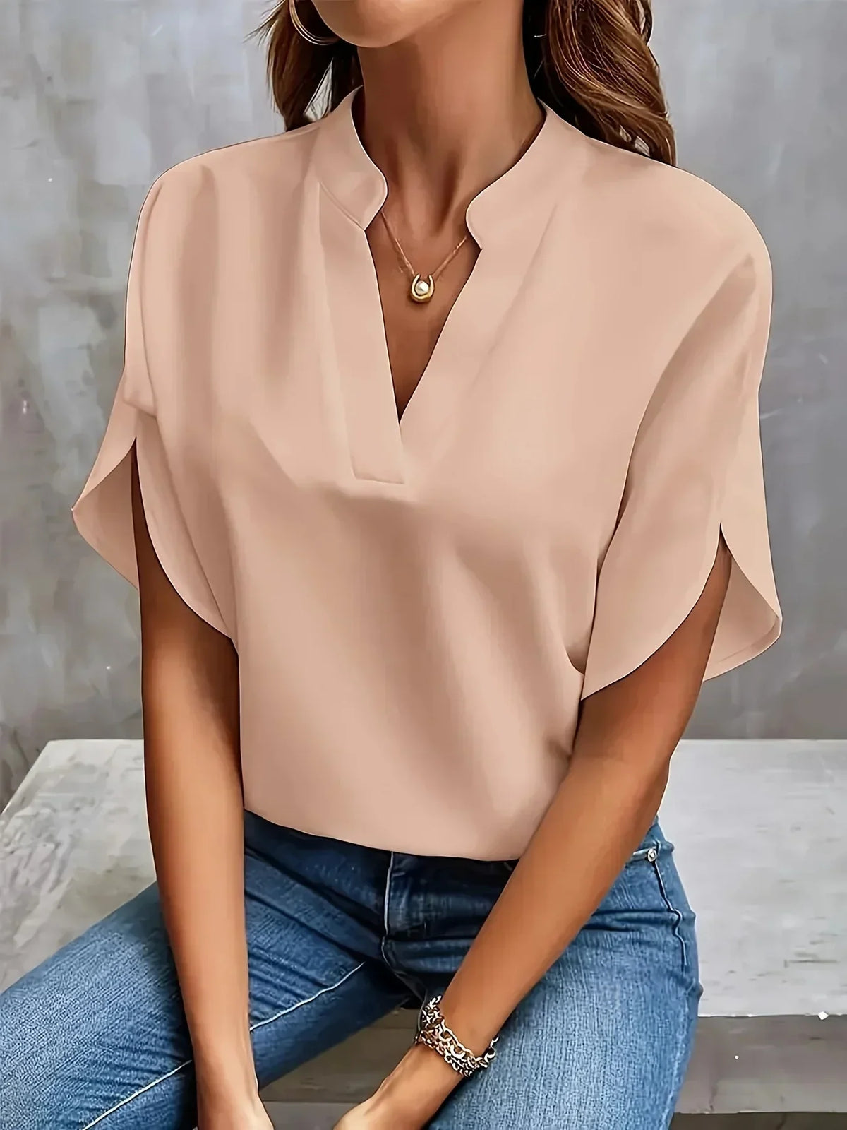 Margaret | Elegant Stand Collar Blouse with Loose Fit
