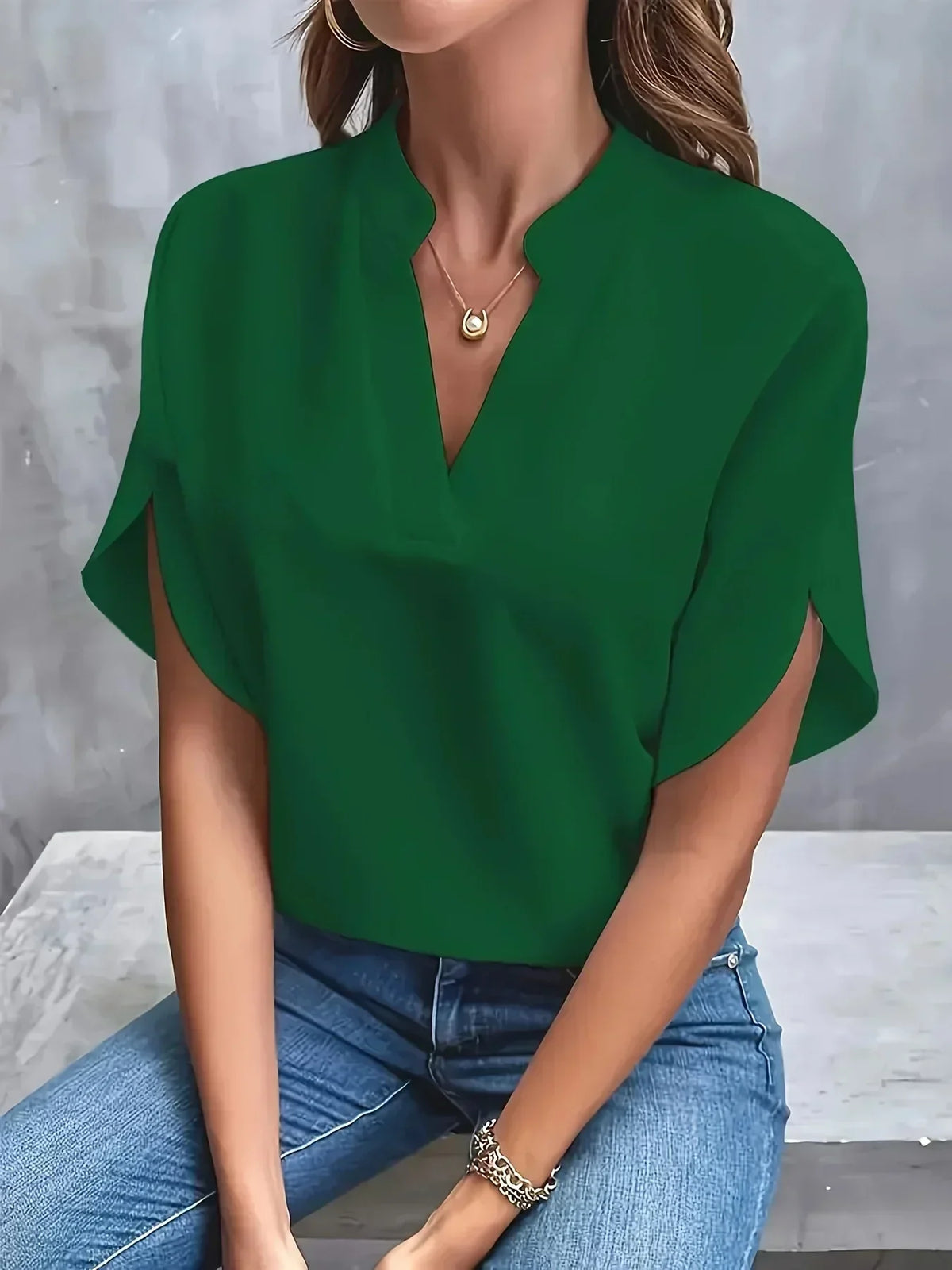 Margaret | Elegant Stand Collar Blouse with Loose Fit