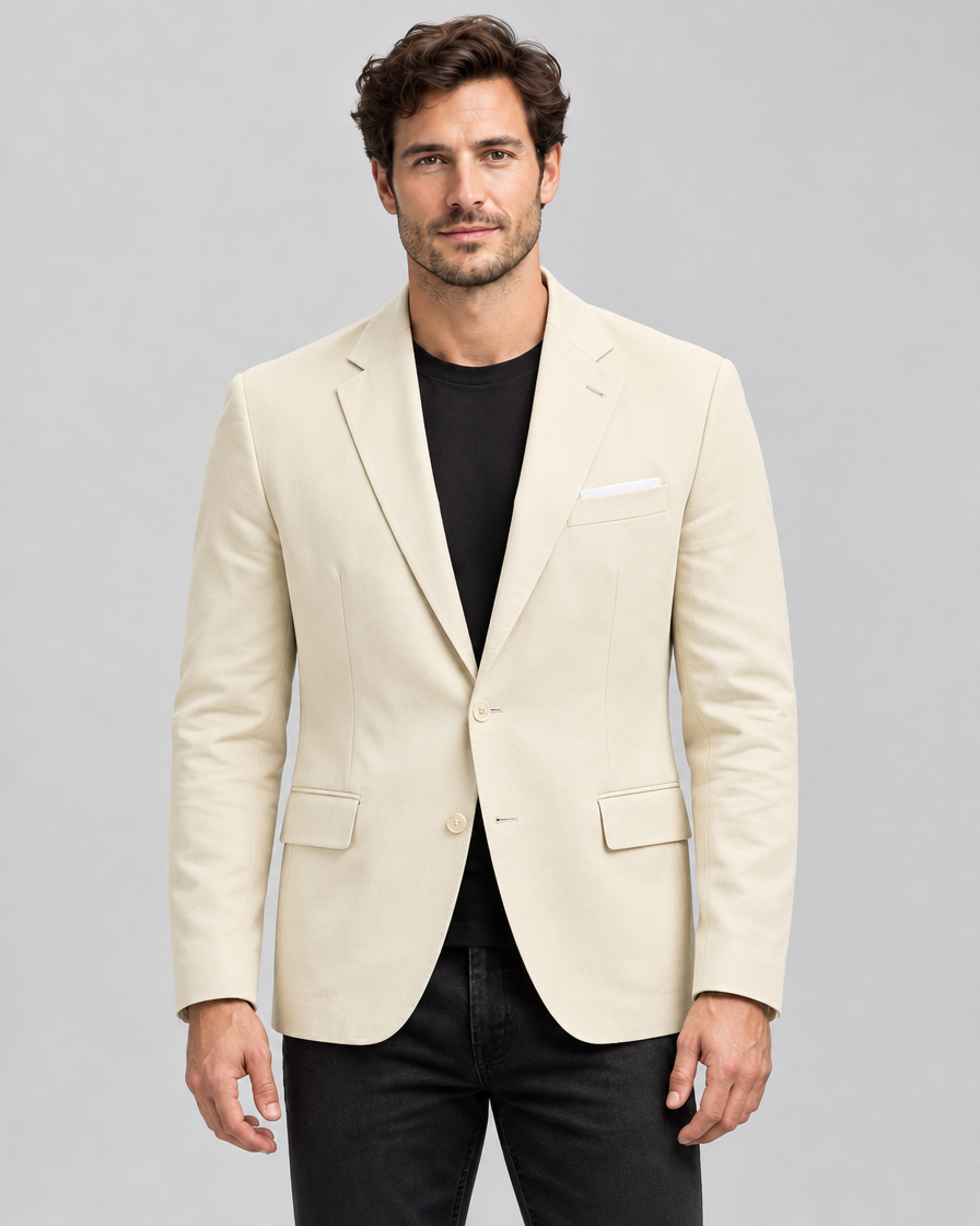 Men's Classic Lapel Blazer in Cotton - Regular Fit