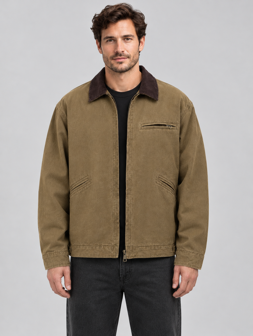 Men's Cotton Canvas Barn Jacket with Corduroy Collar