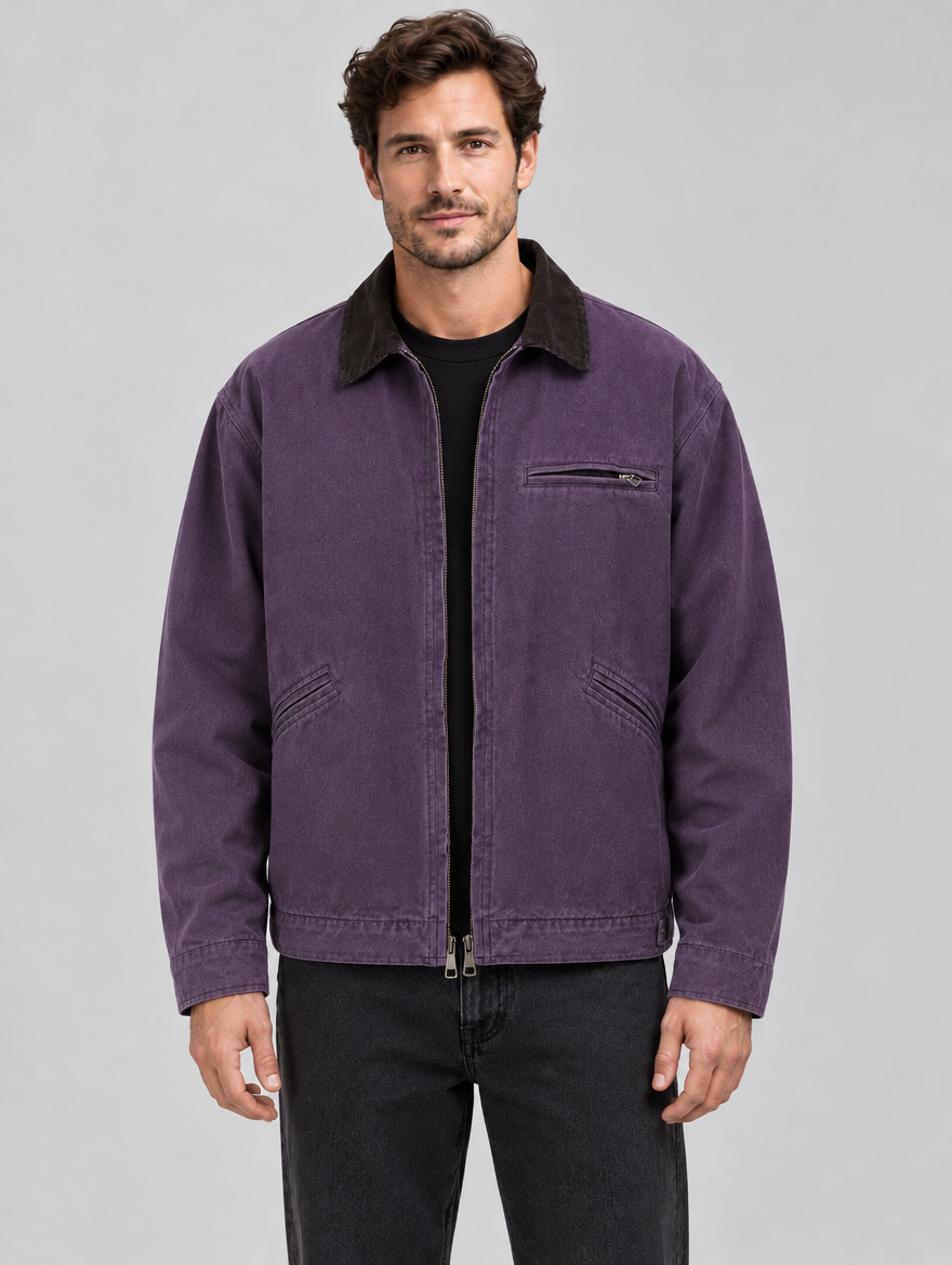 Men's Cotton Canvas Barn Jacket with Corduroy Collar