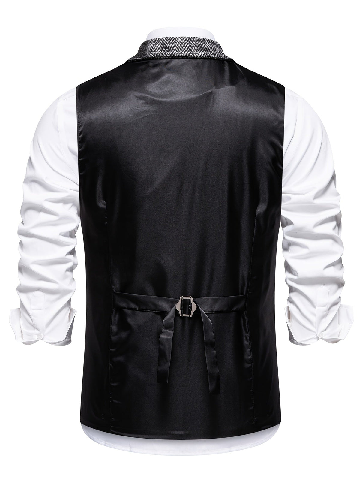 Men's Formal Tweed-Effect Vest with Adjustable Fit and Button Closure