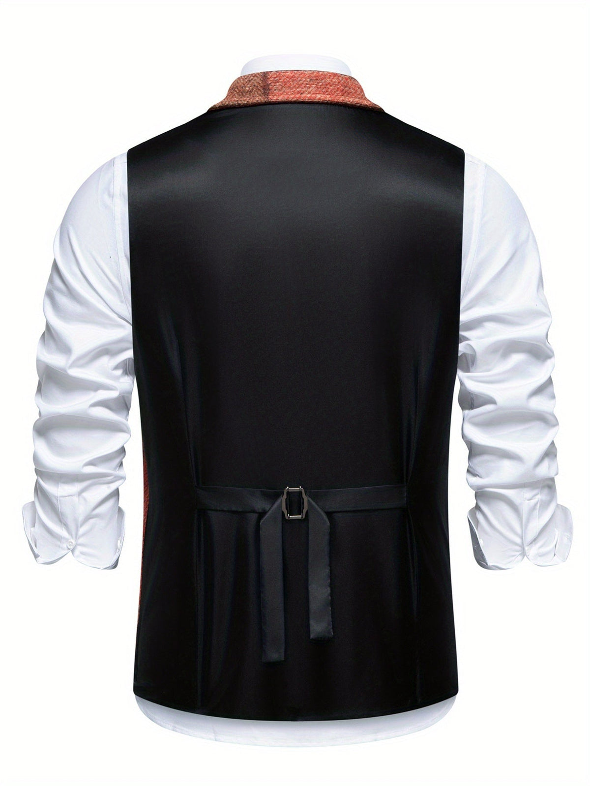 Men's Formal Tweed-Effect Vest with Adjustable Fit and Button Closure