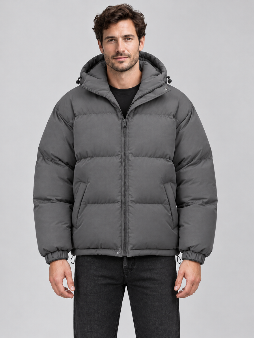 Men's Hooded Insulated Puffer Jacket - Relaxed Fit