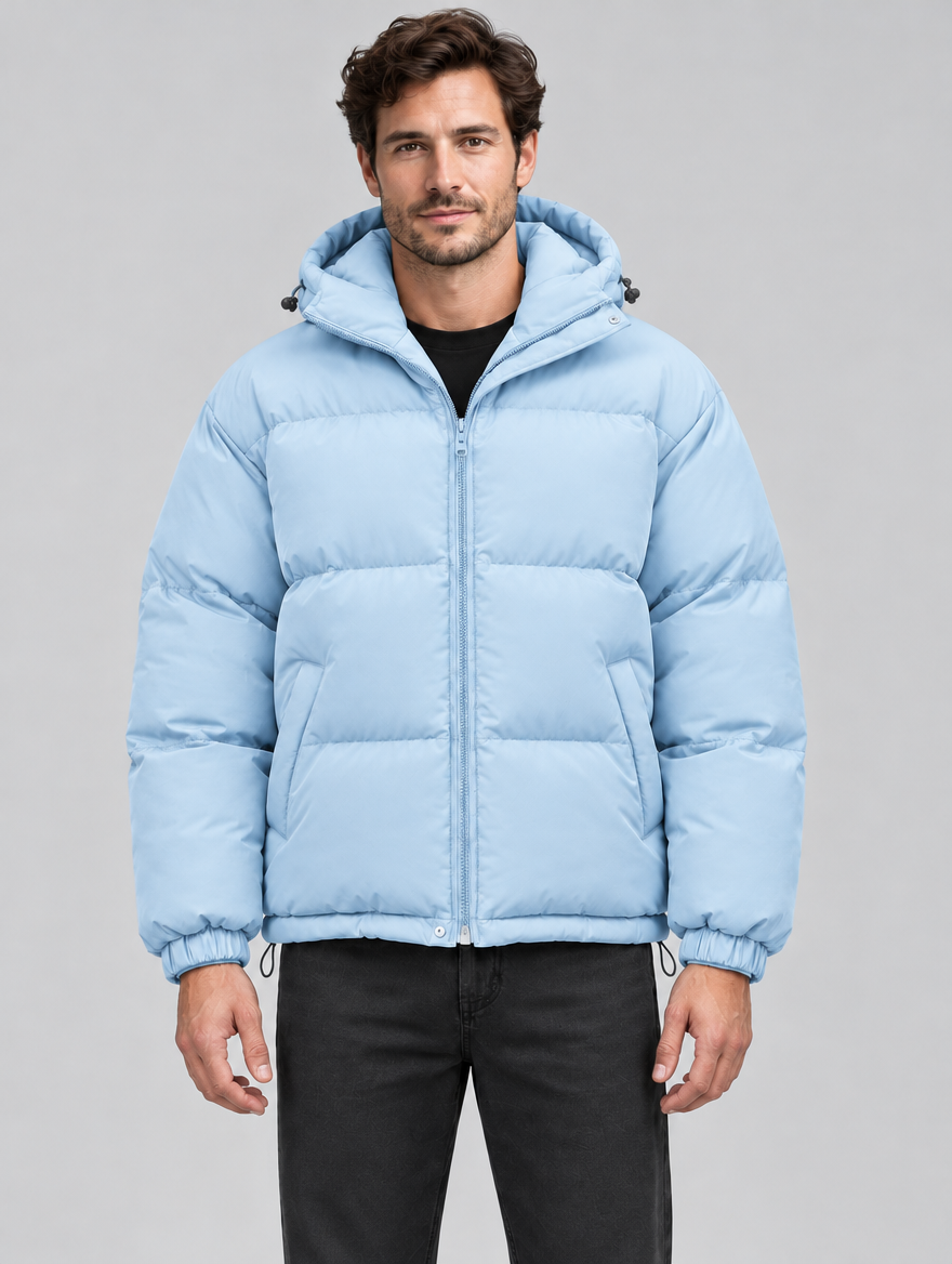 Men's Hooded Insulated Puffer Jacket - Relaxed Fit