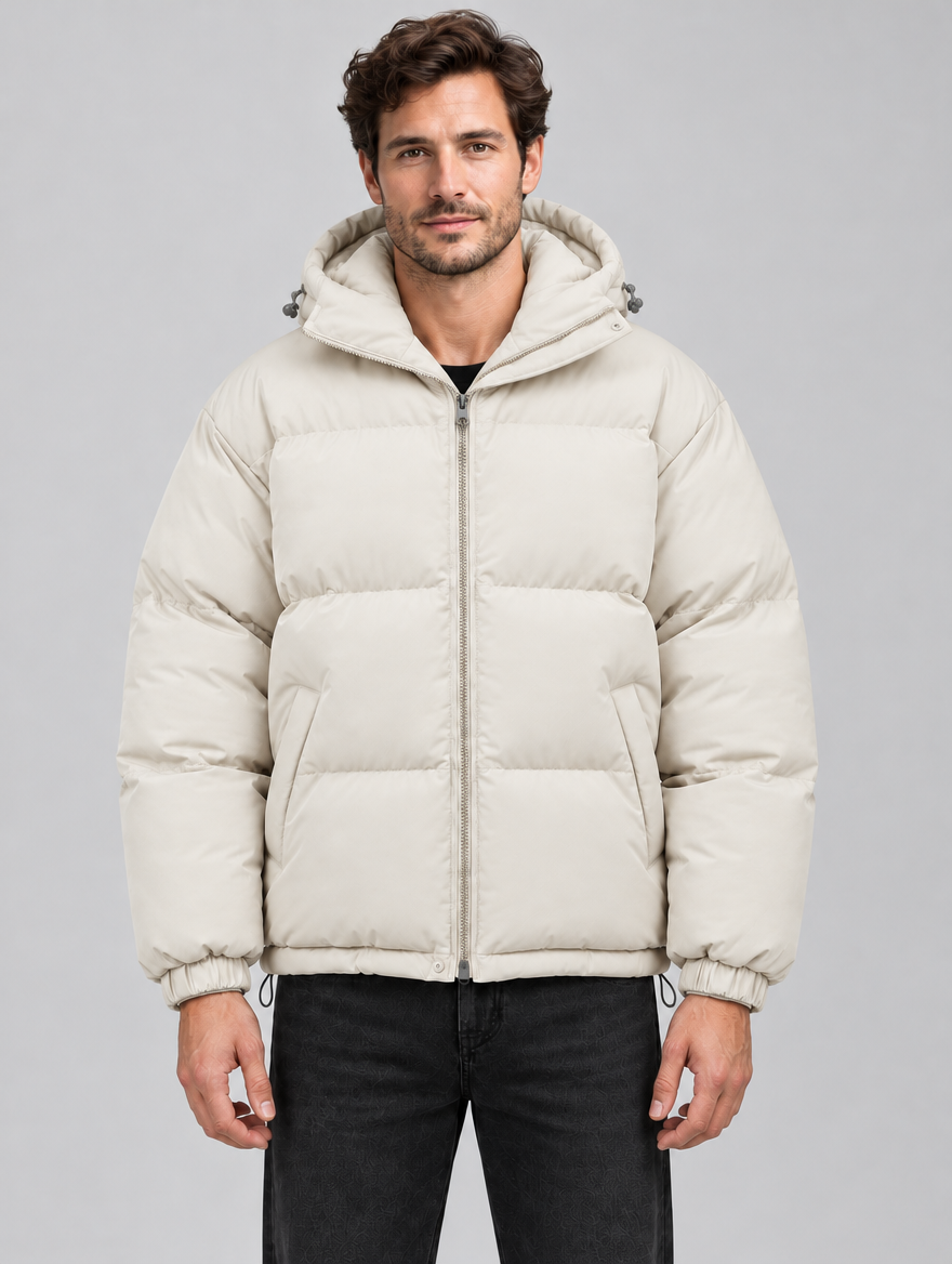 Men's Hooded Insulated Puffer Jacket - Relaxed Fit