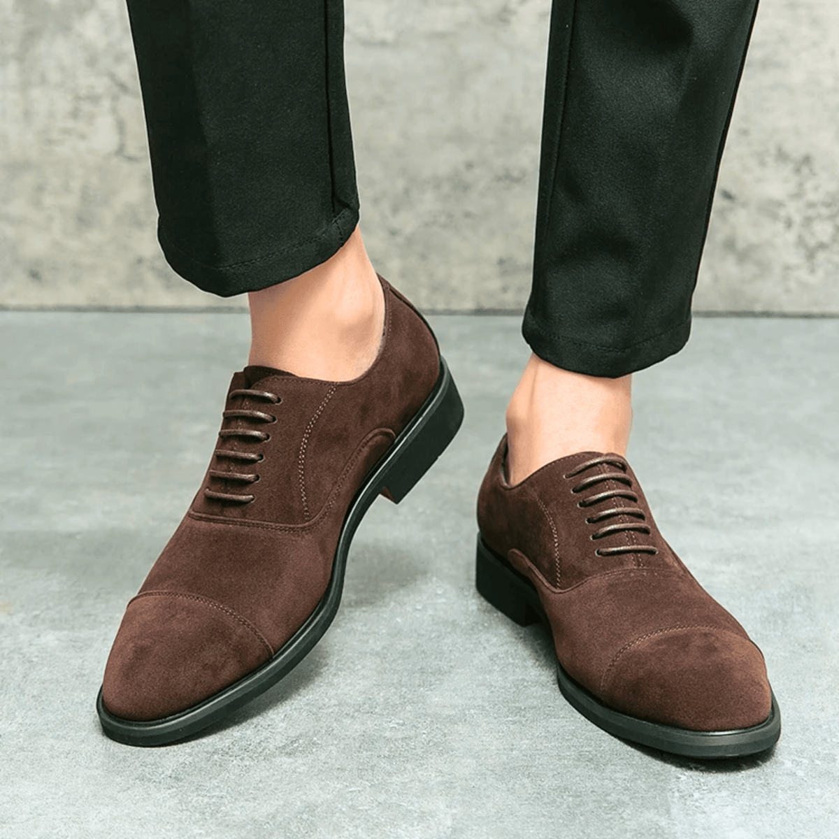 Men's Matte Suede Shoes with Elongated Shape for Everyday Wear