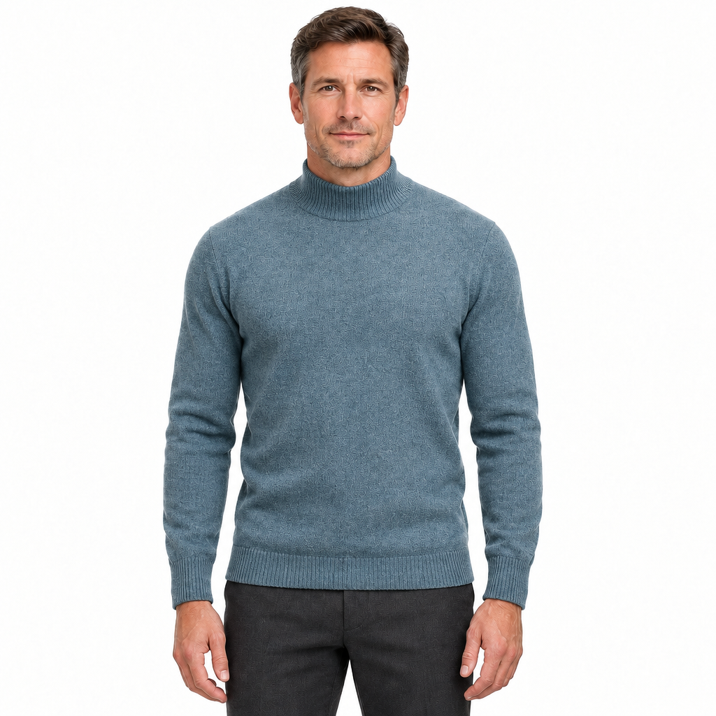 Men's Mock-Neck Knit Pullover Jumper