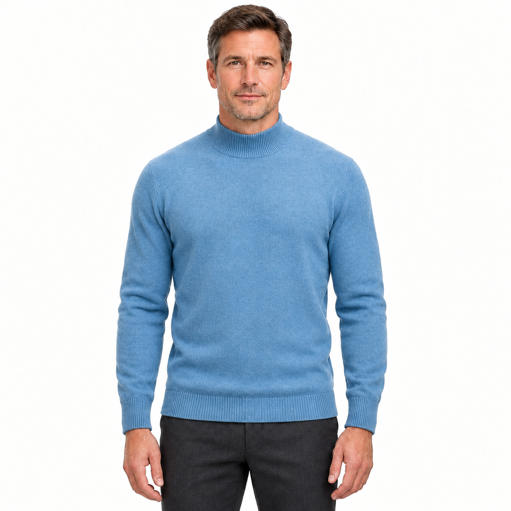 Men's Mock-Neck Knit Pullover Jumper