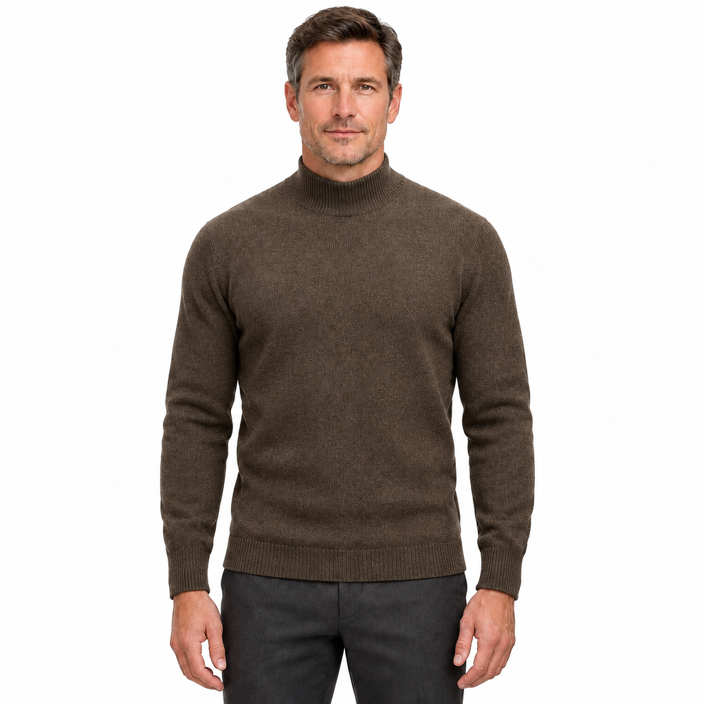 Men's Mock-Neck Knit Pullover Jumper