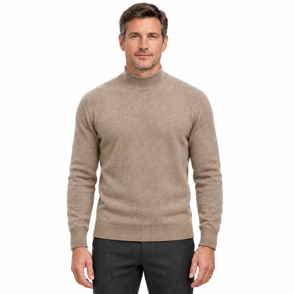 Men's Mock-Neck Knit Pullover Jumper