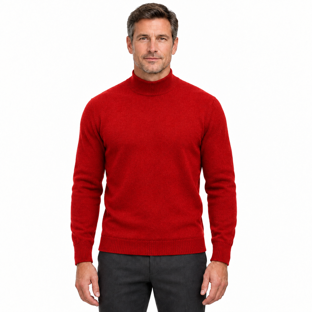 Men's Mock-Neck Knit Pullover Jumper