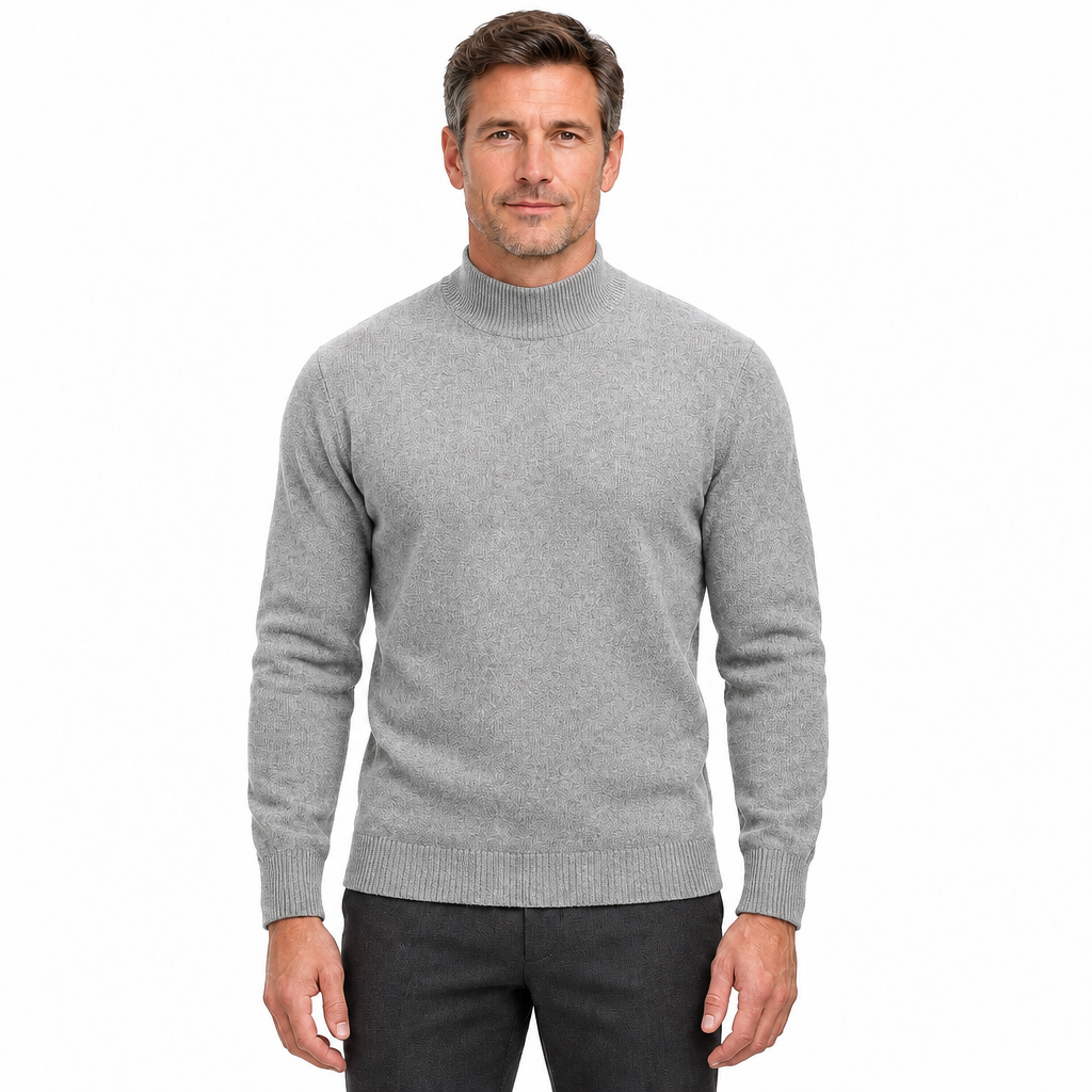 Men's Mock-Neck Knit Pullover Jumper