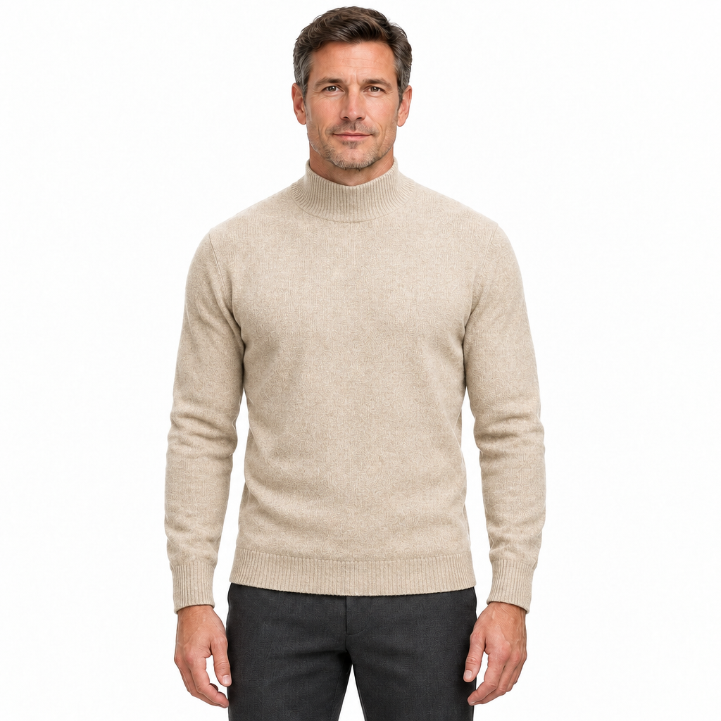Men's Mock-Neck Knit Pullover Jumper