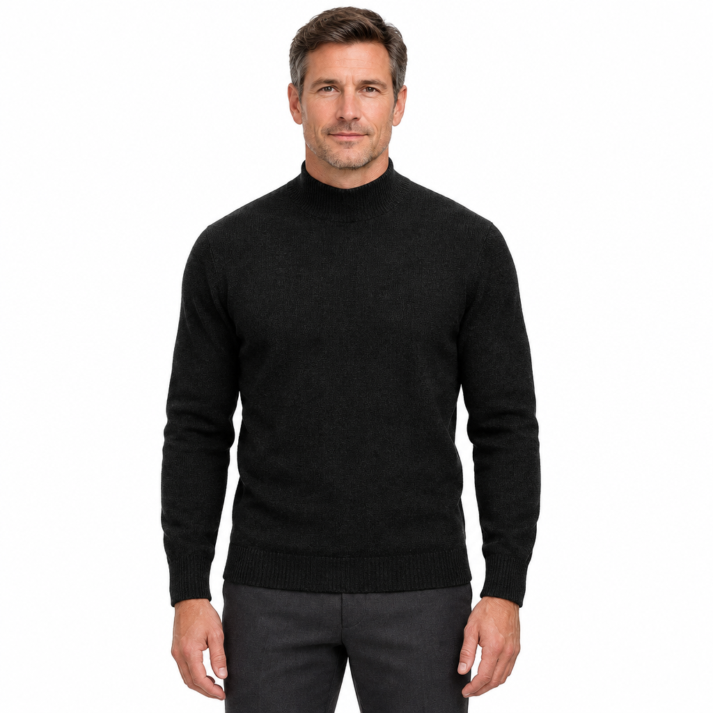 Men's Mock-Neck Knit Pullover Jumper
