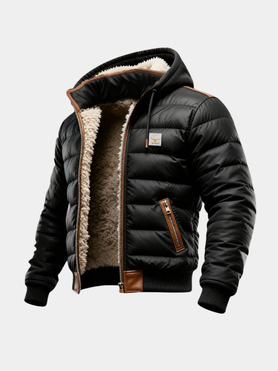 Men's Sherpa Lined Quilted Jacket with Full Zip Closure