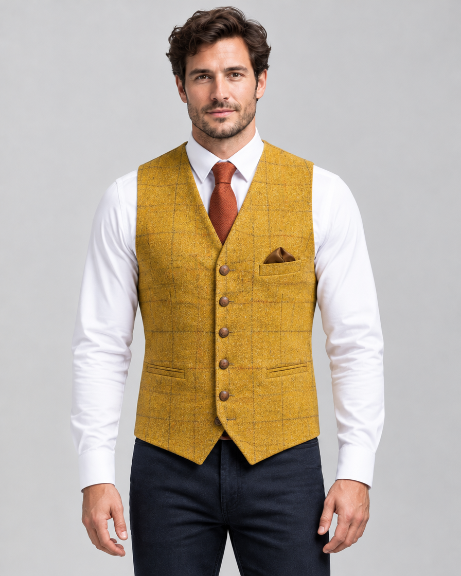 Men's Slim Fit Polyester Blend Vest with Button Closure