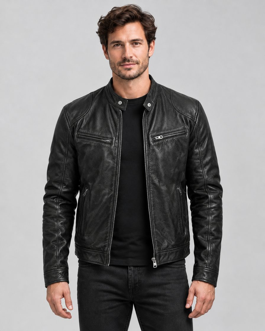 Men's Structured Faux Leather Jacket